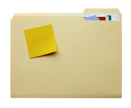 Manila folder with blank stickie