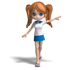 cute cartoon school girl