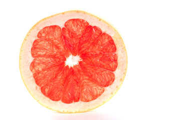 One greipfruit slice isolated on white background
