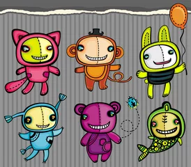 Stickers pour porte Créatures Animaux de jouets vectoriels mignons