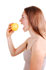Obraz na płótnie Canvas Girl eating apple.