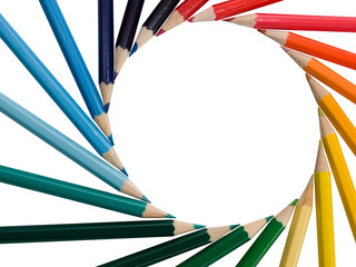 colored pencils, white background, isolated