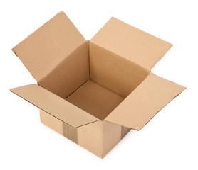 open cardboard box on white