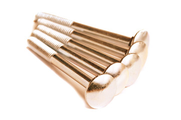 isolated close up bolts and nuts