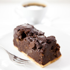 Delicious chocolate cake with raisins