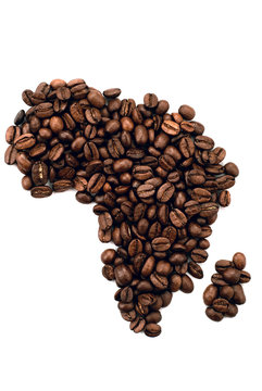 African continent made out of coffee beans
