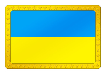3D-Button - Ukrainische Flagge