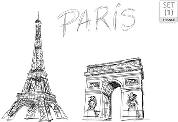 Obraz premium PARIS Touristique - (SET 1) drawing - sketch