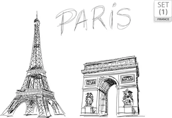 Keuken spatwand met foto PARIS Touristique - (SET 1) tekening - schets © HILTS