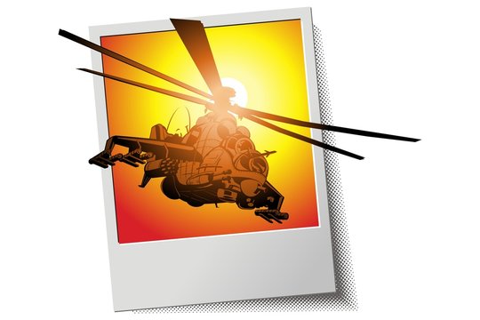 Vector photo frame with helicopter