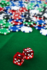 Lucky seven and big stake on green felt