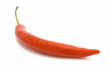 Brightly-red cayenne on a white background