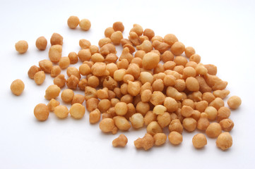 fried batter pearls and a white background