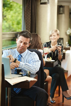 Businessman waiting in cafe