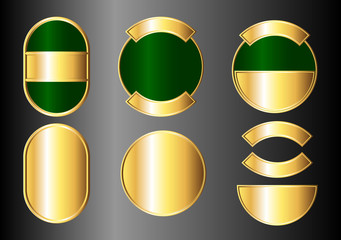 Set of gold and green badges
