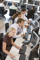 High Angle View Of Stock Traders At Work