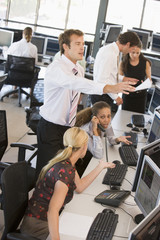 High Angle View Of Stock Traders At Work