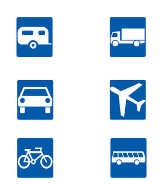 A set of travel and transport icons