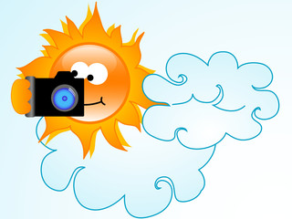 Holiday sun with reflex camera