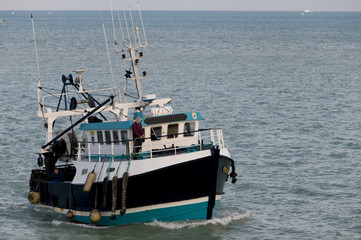 Trawler on returning to the port after a marine fishing
