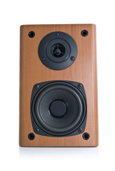 wooden loud speaker isolated on white