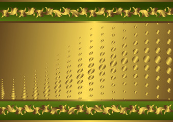 Vintage green and golden card (vector)
