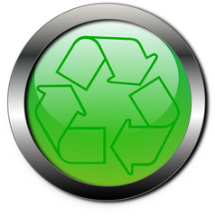 bottone verde di metallo con simbolo riciclo