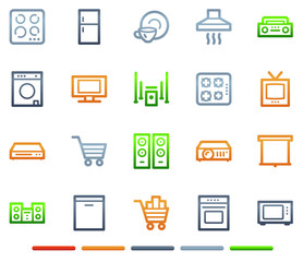 Home appliances web icons, colour symbols series