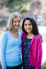 Obraz premium Pre Teen Girls Smiling To Camera