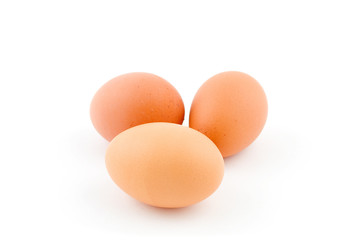 three eggs isolated on whote background