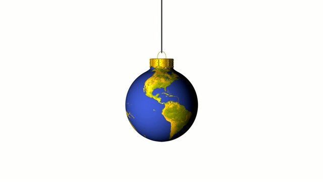 roating christmas ball with map of the world