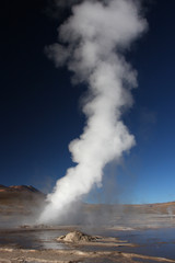 Colonne de vapeur d'un geyser d'El Tatio