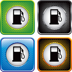 Gas pump on multicolored halftone web buttons