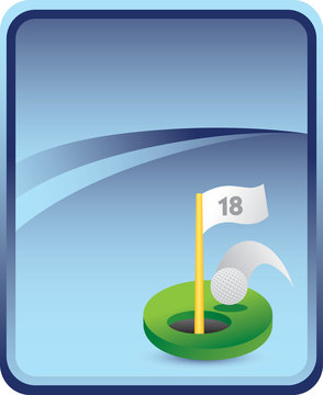 Golf hole in one on blue background