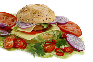 Sandwich and vegetable