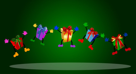 fr&ouml;hliche, springende geschenke