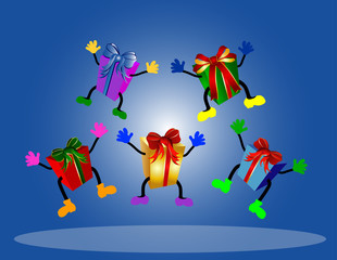 Fototapeta premium lustige, springende geschenke