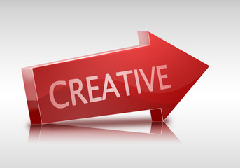 creative text in red 3D isolated arrow
