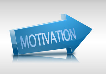 Arrow in 3D style with motivation text in background