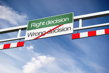 green board with right and wrong decision text