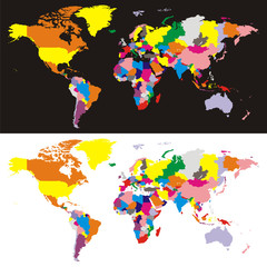 editable vector world map - all countries in different colors