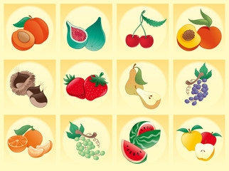 fruit with background- vector and cartoon illustration