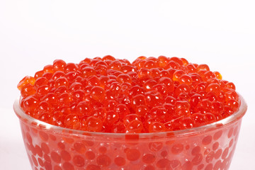Fresh red caviar on plate