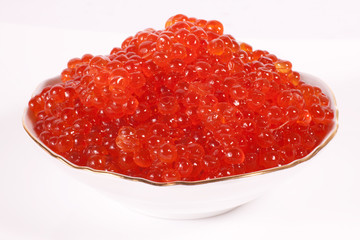 Fresh red caviar on plate