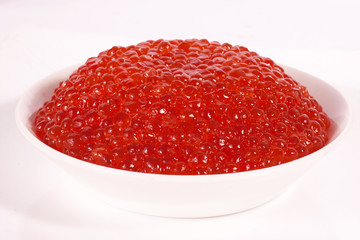 Fresh red caviar on plate