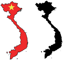 vector map and flag of Vietnam