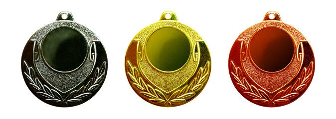 Gold silver and bronze medals