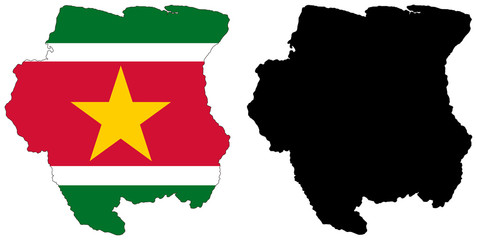 vector map and flag of Suriname