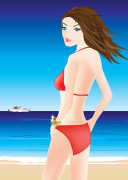 red bikini girl