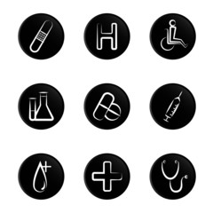 medical object icon set